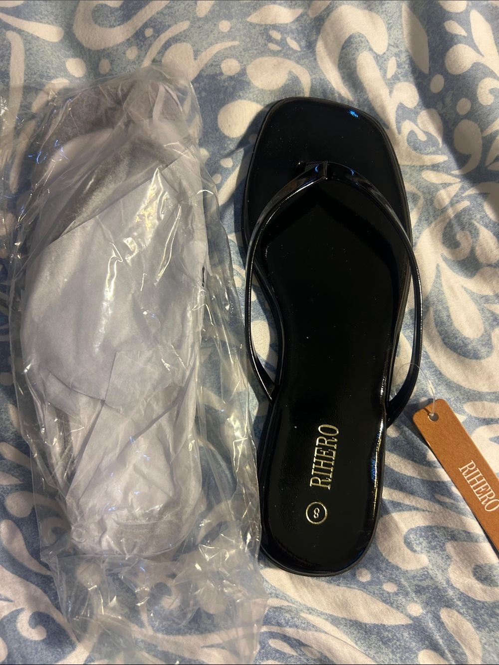 Women's Black Patent Slide Sandals